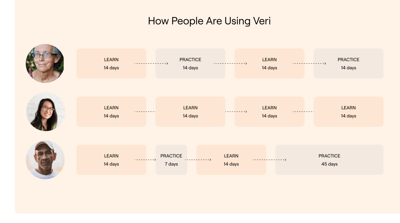 chart depicting how different kinds of people are using veri