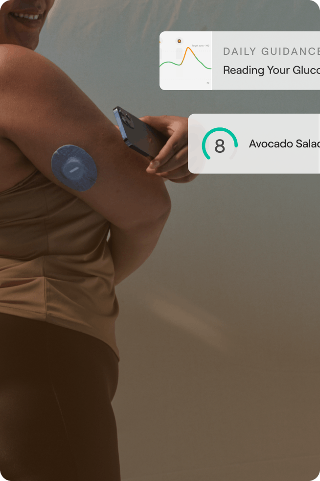 woman scanning veri cgm with veri app features shown
