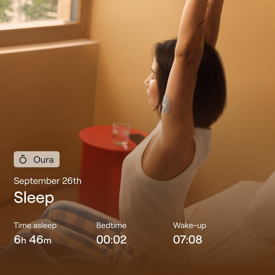 veri member with oura sleep data over image