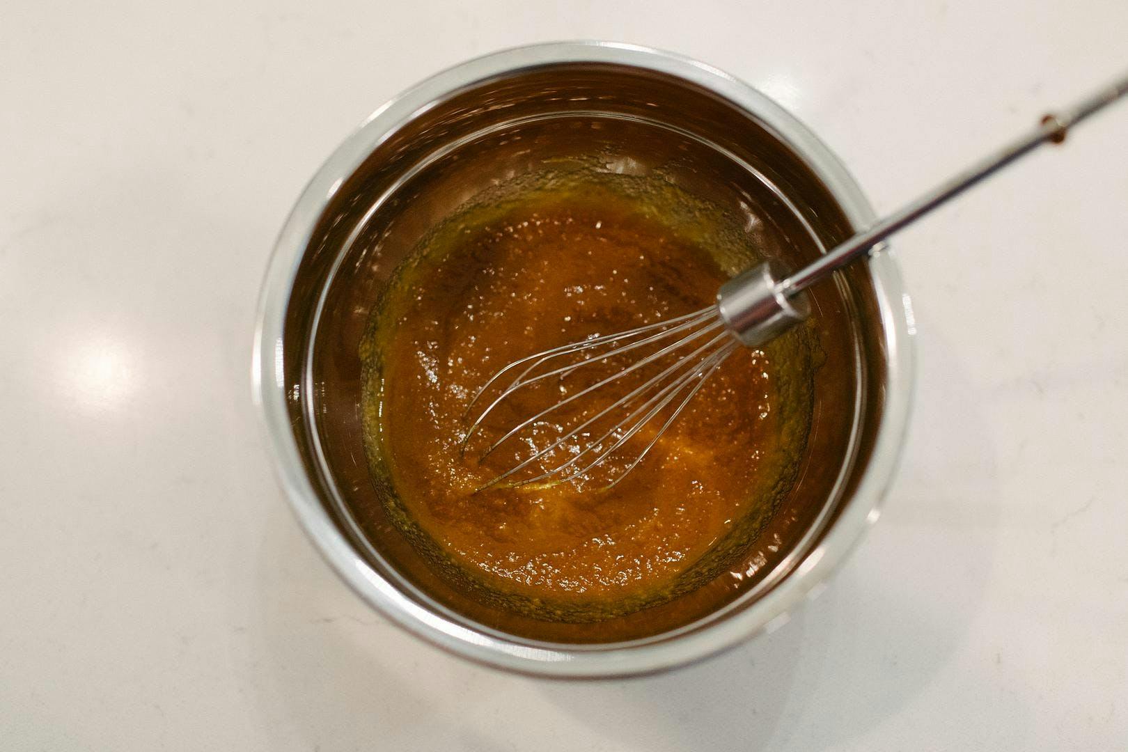 pumpkin puree and spices in a mixing bowl